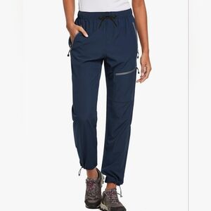Hiking Quick Dry Water Resistant Elastic Waist Cargo Pants Petite L Navy Blue